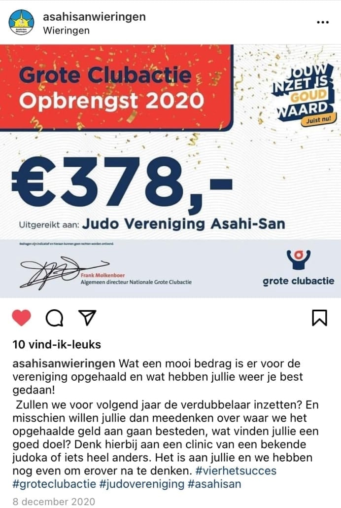 Judo Vereniging Asahi-San Opbrengst Judo Vereniging Asahi-San
