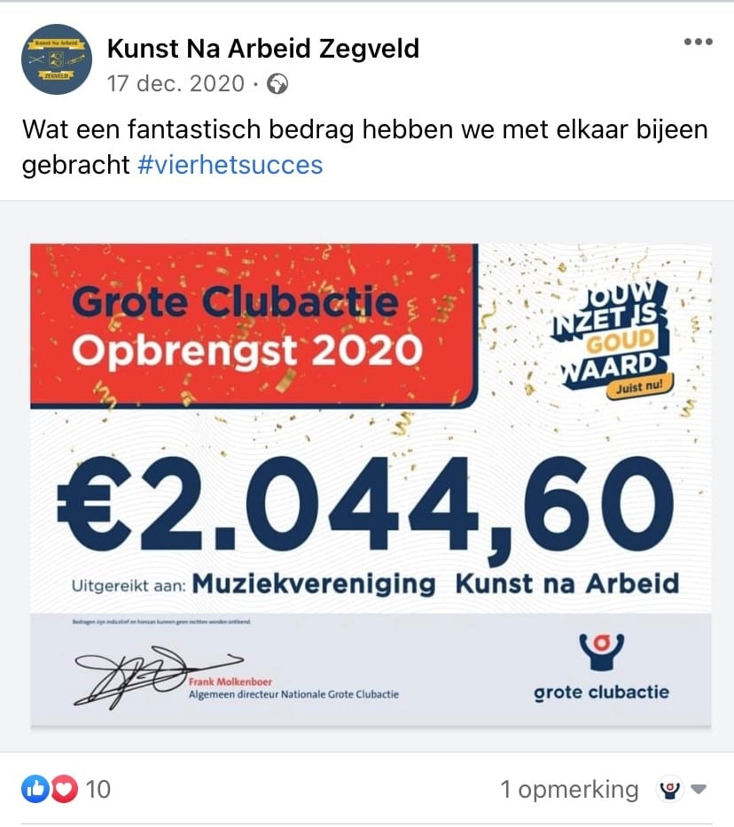 Muziekvereniging Kunst Na Arbeid Opbrengst muziekvereniging kunst na arbeid