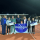 De opbrengstfoto met de vier-het-succes-cheque bij TPV Seghwaert