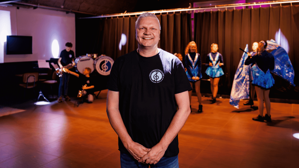 Voorzitter Jos van muziekvereniging Crescendo Trotse voorzitter Jos van Muziekvereniging Crescendo